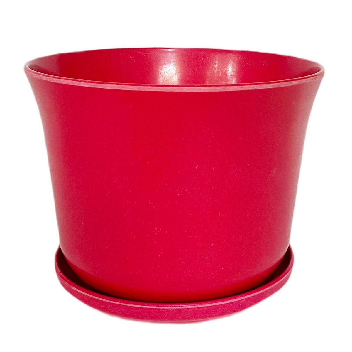 DECOGREEN - Set Macetero y Plato Biodegradable de Bambú 16.5x13 cm Rojo