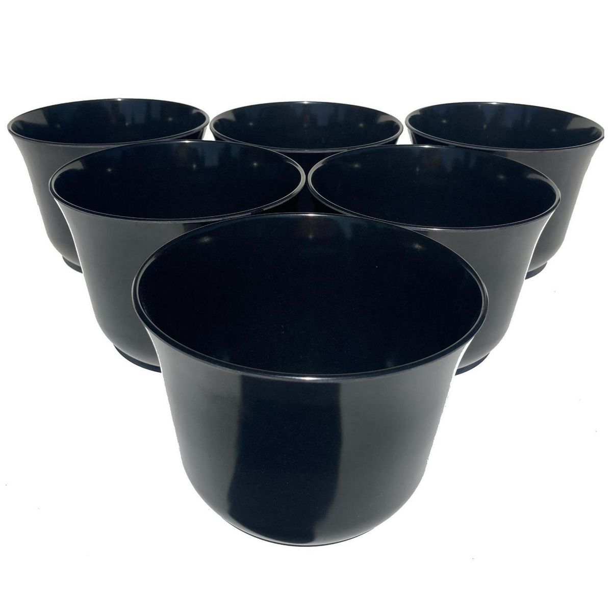 DECOGREEN - Set 6 Maceteros y Platos Biodegradables de Bambú 17x13 cm Negro