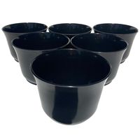 Set 6 Maceteros y Platos Biodegradables de Bambú 17x13 cm Negro
