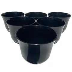 DECOGREEN - Set 6 Maceteros y Platos Biodegradables de Bambú 17x13 Negro
