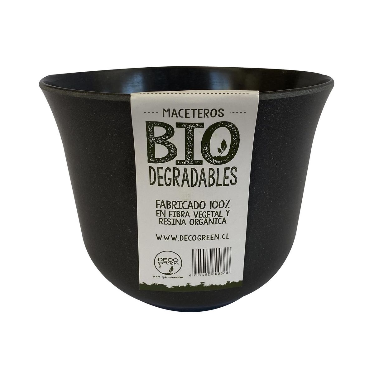 DECOGREEN - Set 6 Maceteros y Platos Biodegradables de Bambú 17x13 cm Negro