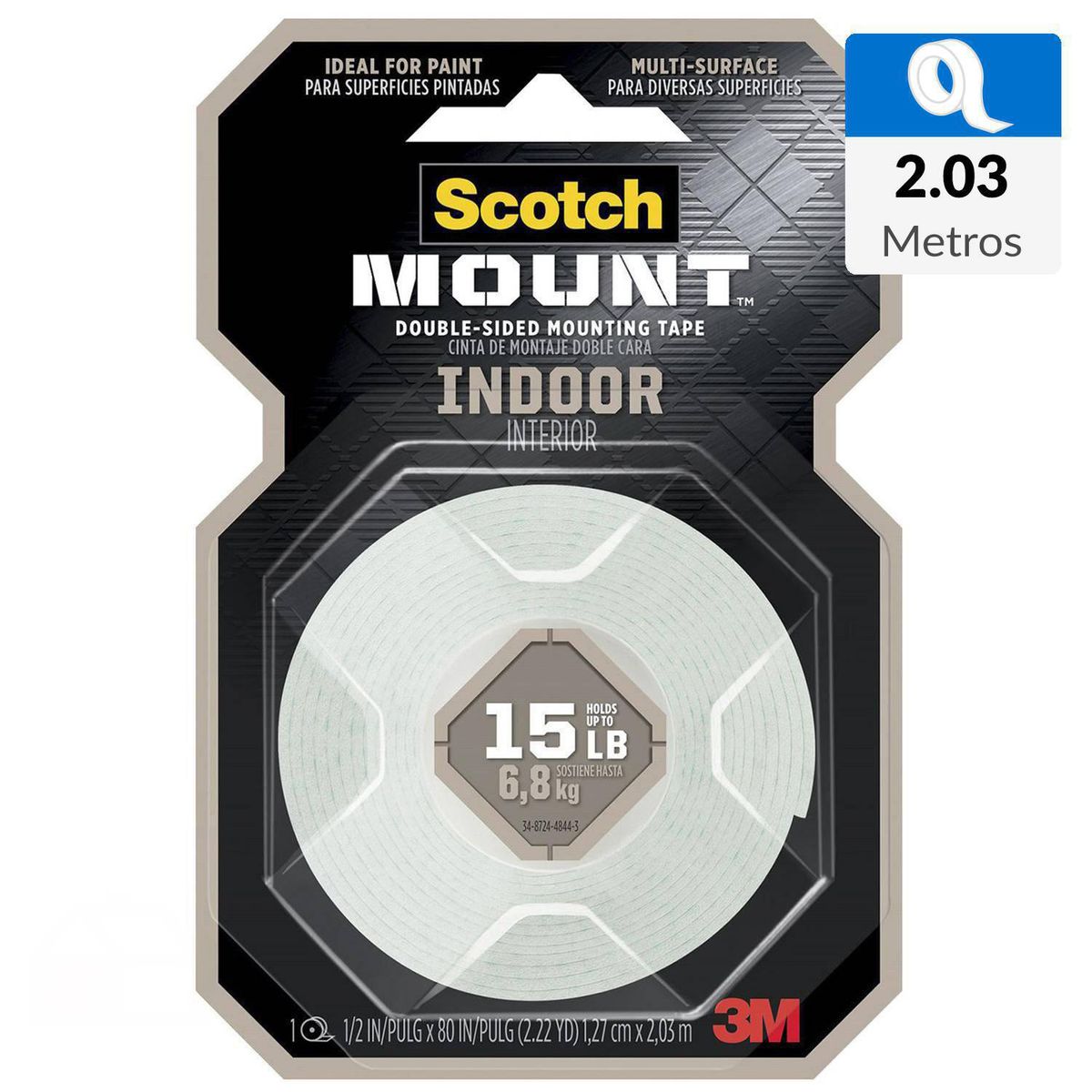 SCOTCH - Cinta Doble Faz Scotch-Mount de Interiores 12.7 mm x 2.03 m