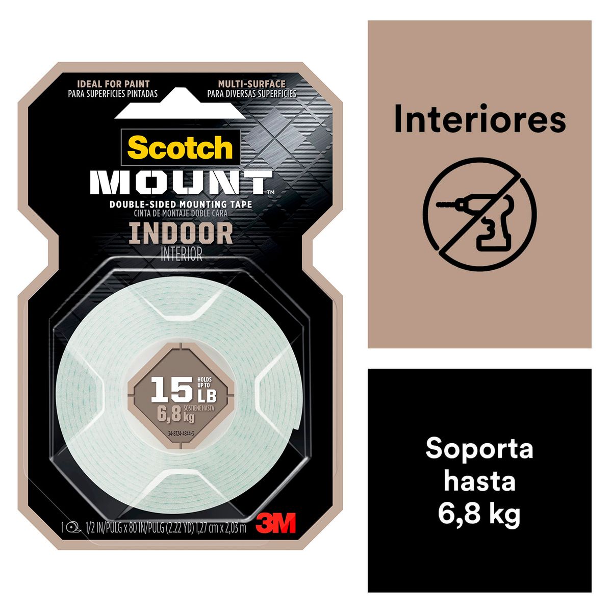 SCOTCH - Cinta Doble Faz Scotch-Mount de Interiores 12.7 mm x 2.03 m