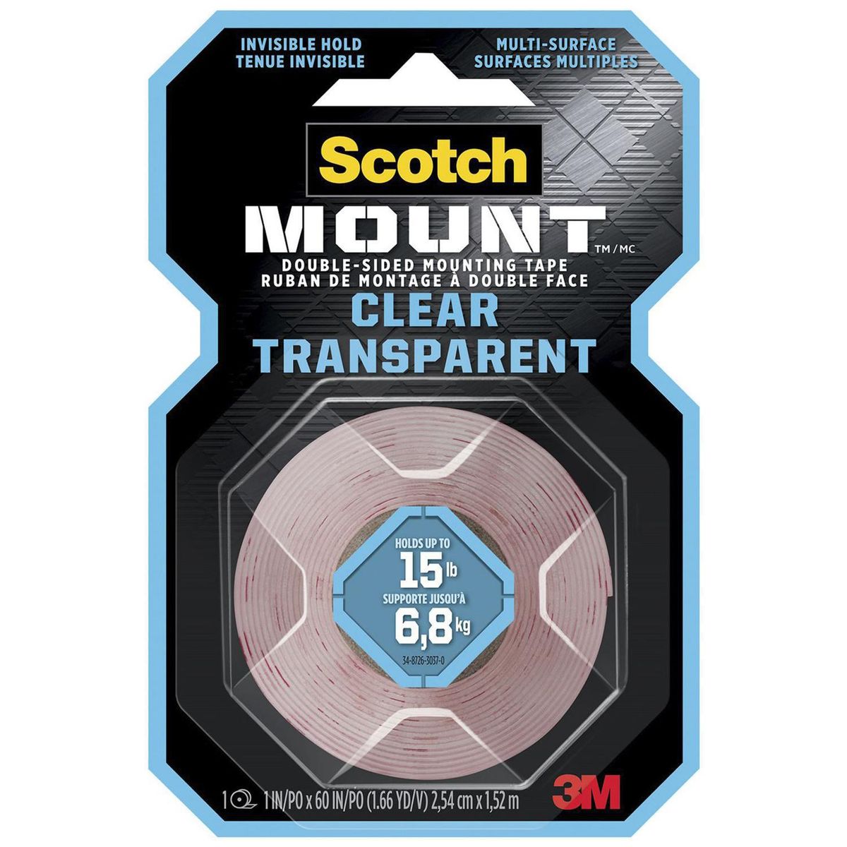 SCOTCH - Cinta Doble Faz Scotch-Mount Transparente 25.4 mm x 1.5 m