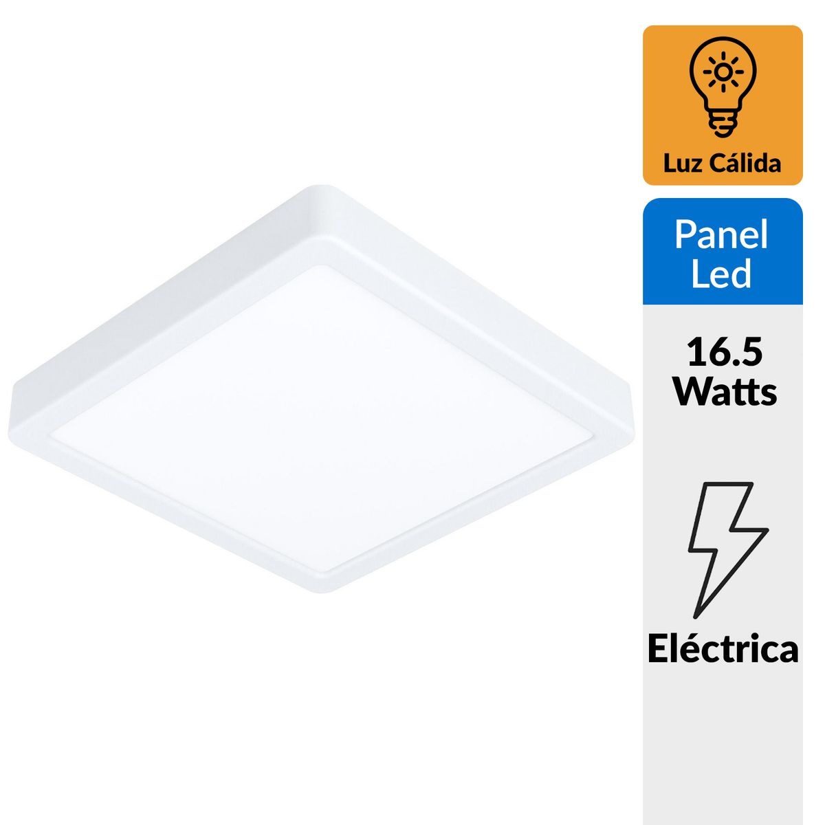 EGLO - Panel Led Sobrepuesto Cuadrado 16,5W Luz cálida