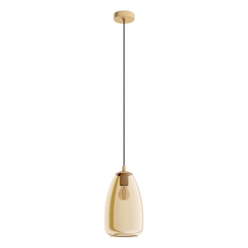 EGLO - Lámpara de Colgar Acero Ambar 1 luz 40W E27