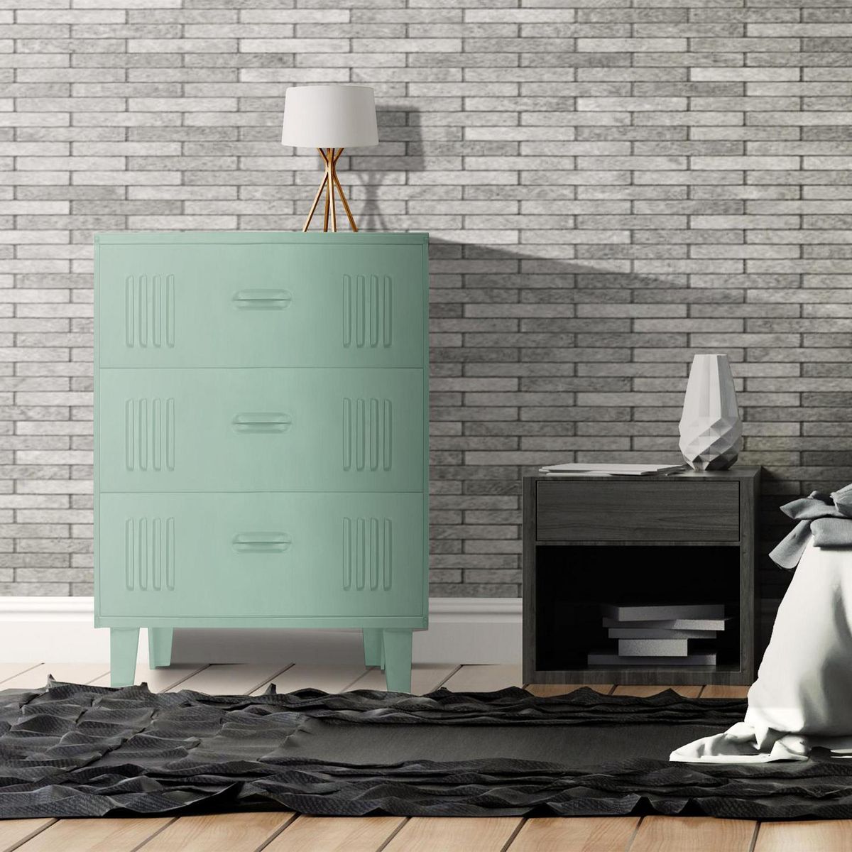 ROCKERS - Cómoda 3 Cajón(es) Classic 70x103x45 cm Verde Menta