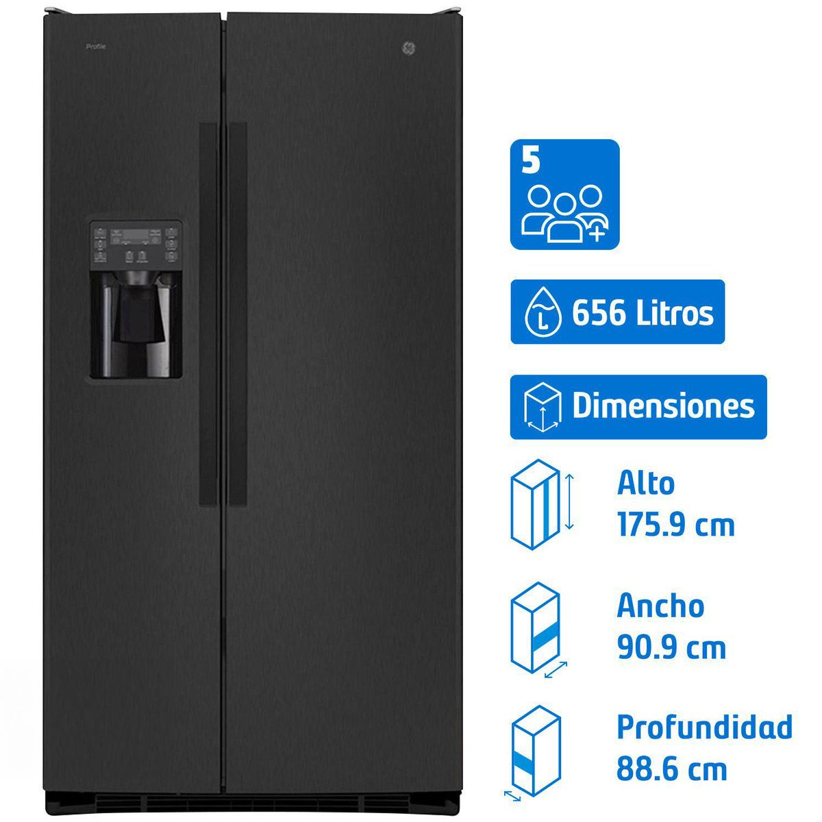 GENERAL ELECTRIC - Refrigerador 2 Puertas Side by Side No Frost 656 Litros GRC26FGMFPS