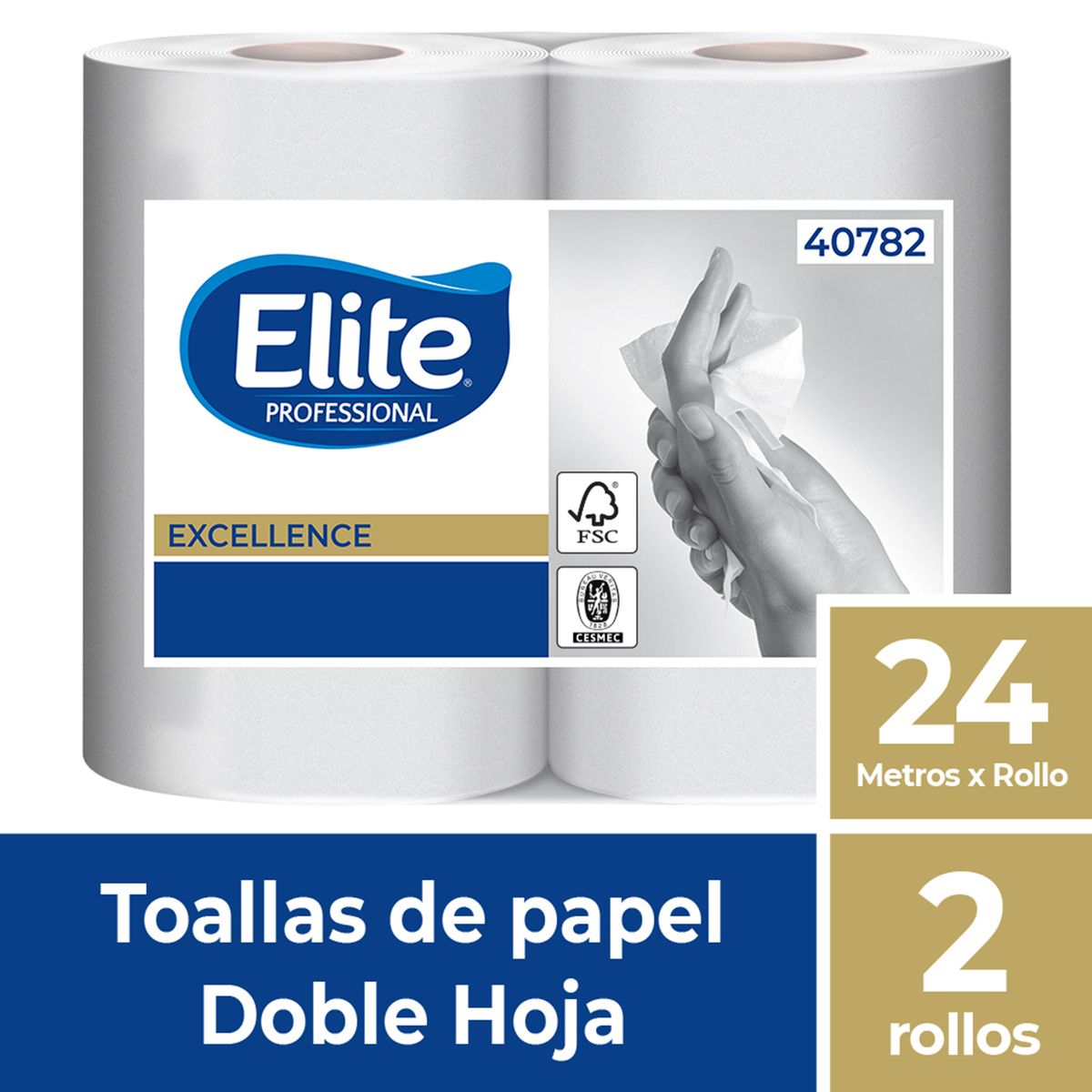 ELITE PROFESSIONAL - Toalla de Elite Professional Doble Hoja 2 Rollos 48 metros
