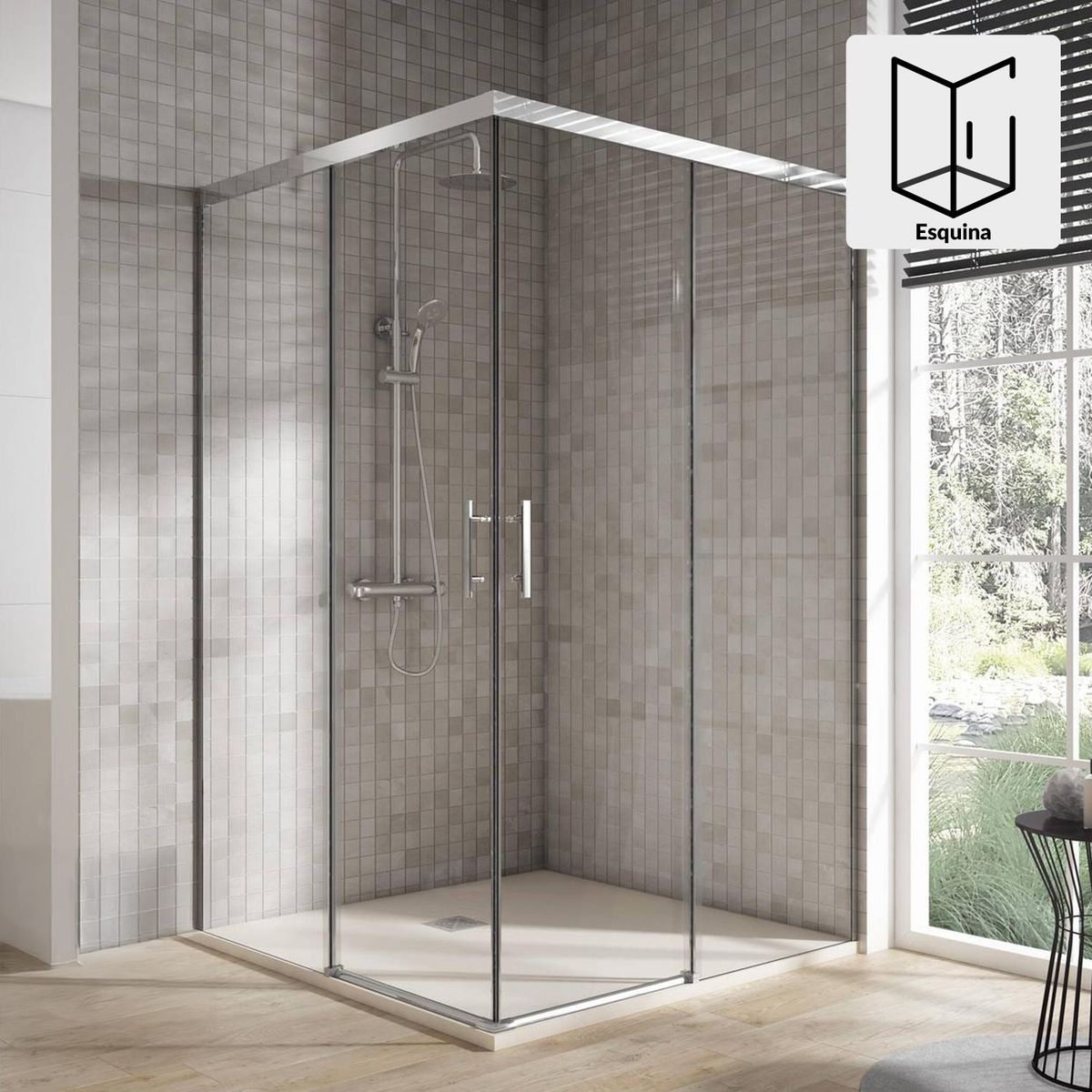 TEKA STROHM - Mampara Manacor angular 80 cm 2 correderas y 2 fijas