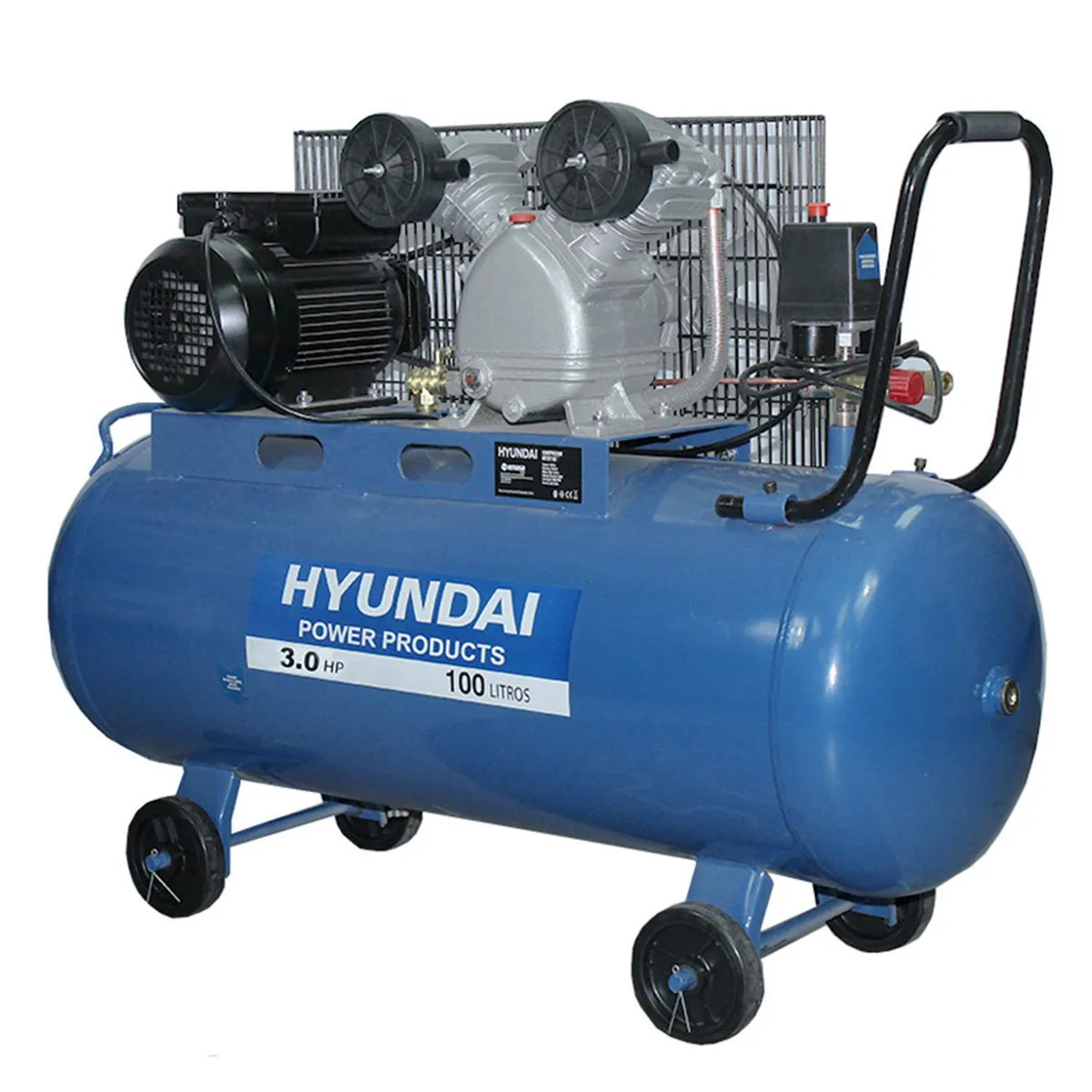 HYUNDAI - Compresor de Aire Portátil 3 HP 100 Litros 82HYXY100