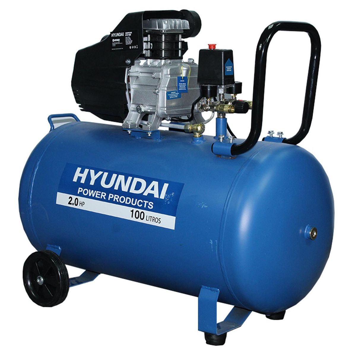 HYUNDAI - Compresor de Aire Portátil 2 HP 100 Litros 82HYXY100D