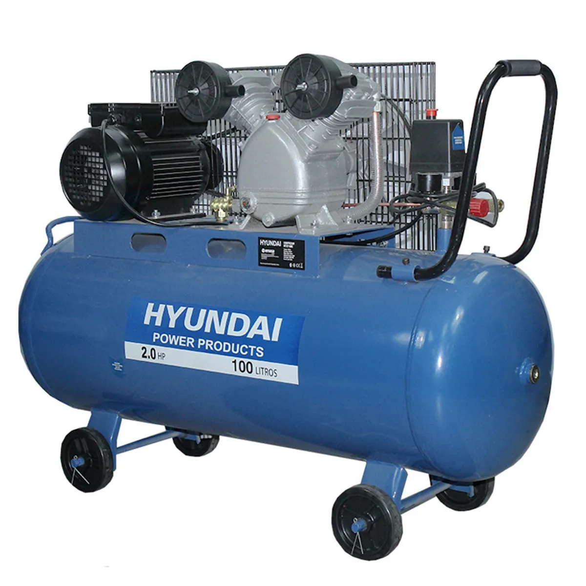 HYUNDAI - Compresor de Aire Portátil 2 HP 100 Litros 82HYXY100C
