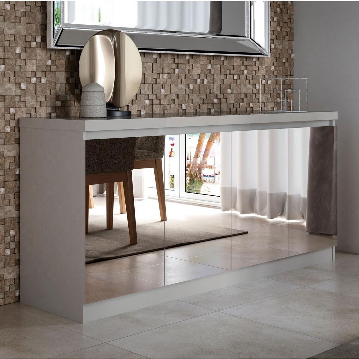 DECOCASA - Buffet Truzzi espejo Off White