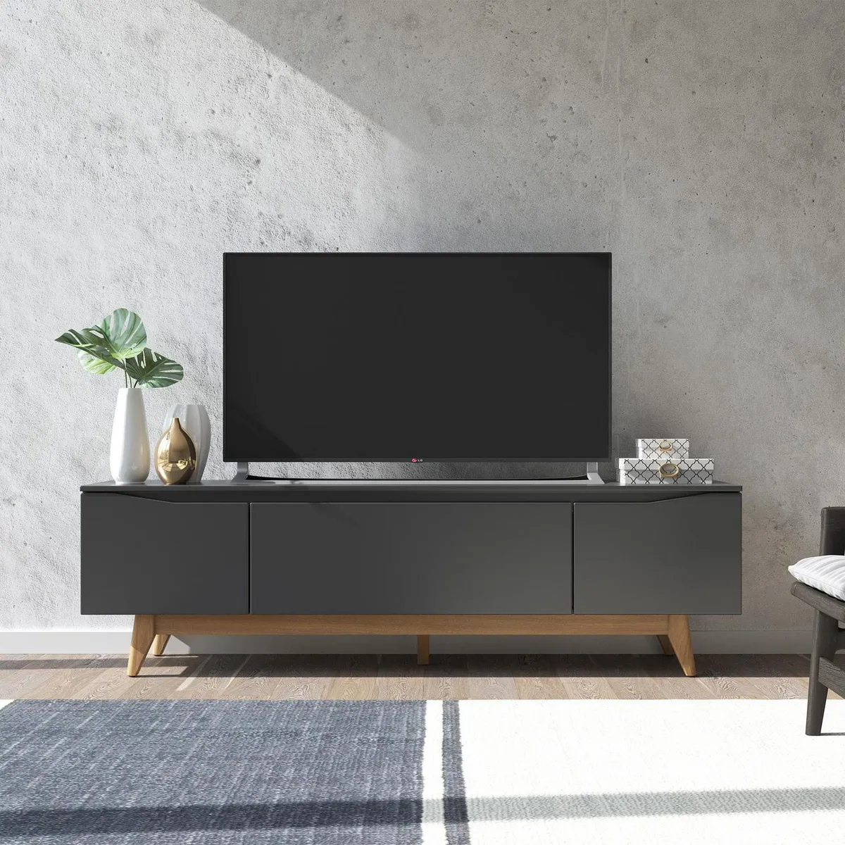 DECOCASA - Rack TV 60 " Flynt Negro 184x56.4x42 cm