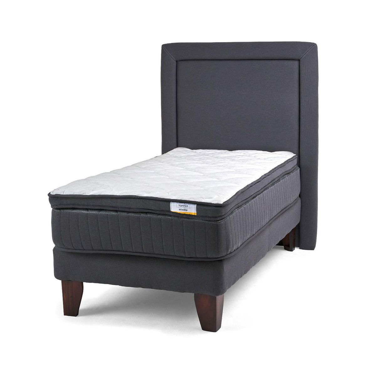 DRIMKIP - Cama Europea Hybrida 1 Plaza BN 90x190 cm + Respaldo