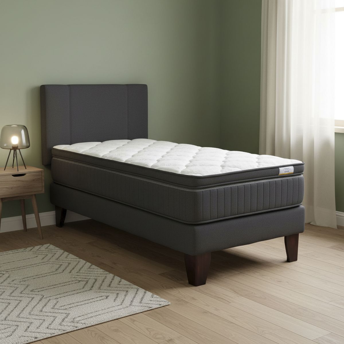 DRIMKIP - Cama 1 plaza Europea Hybrida Gris
