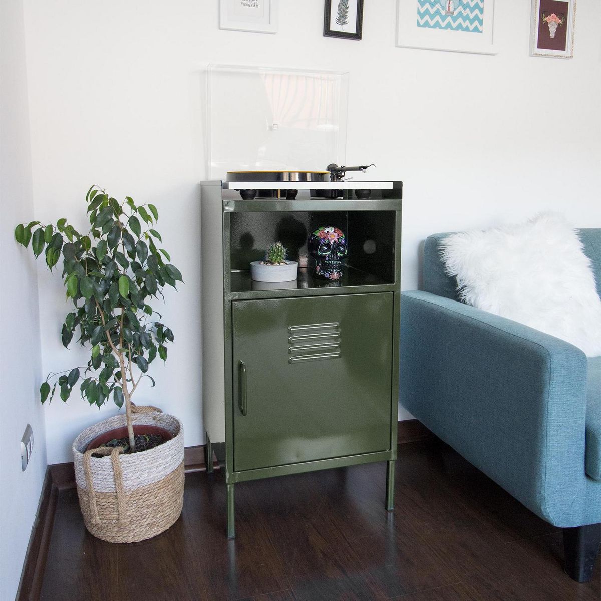 ROCKERS - Rack Vinilo Pop 95x50x40 cm verde oliva