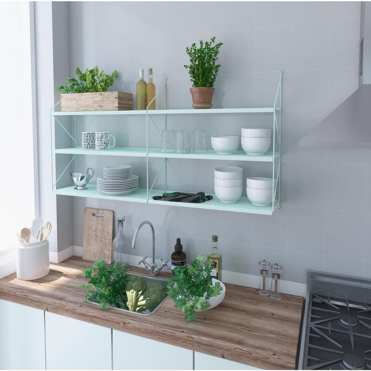 DUCASSE - Repisa Angolo Dúo Acero 6 Nivel(es) 120x64x20 cm Verde