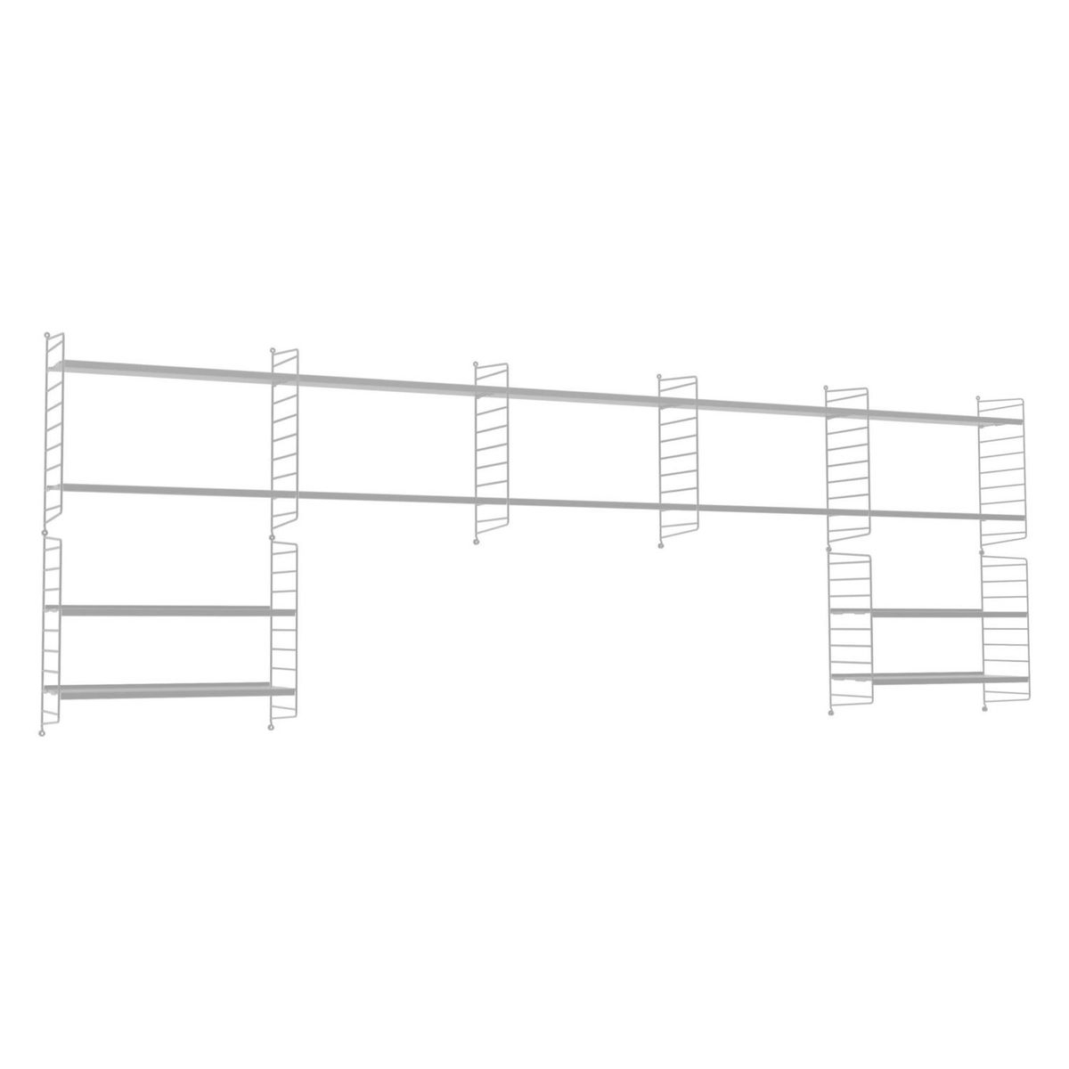 DUCASSE - Repisa Vintage Multi Acero 14 Nivel(es) 300x100x20 cm Blanco