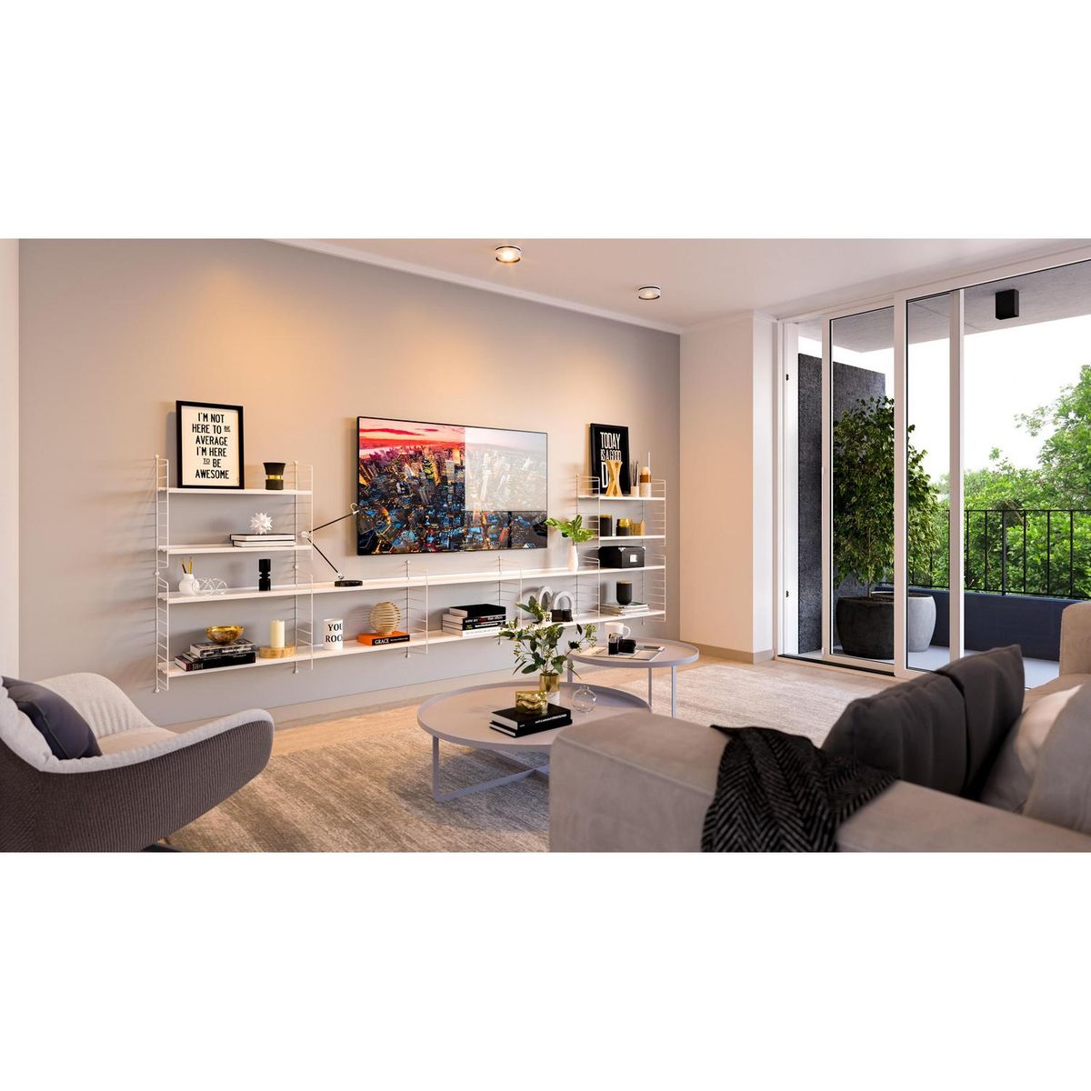 DUCASSE - Repisa Vintage Multi Acero 14 Nivel(es) 300x100x20 cm Blanco