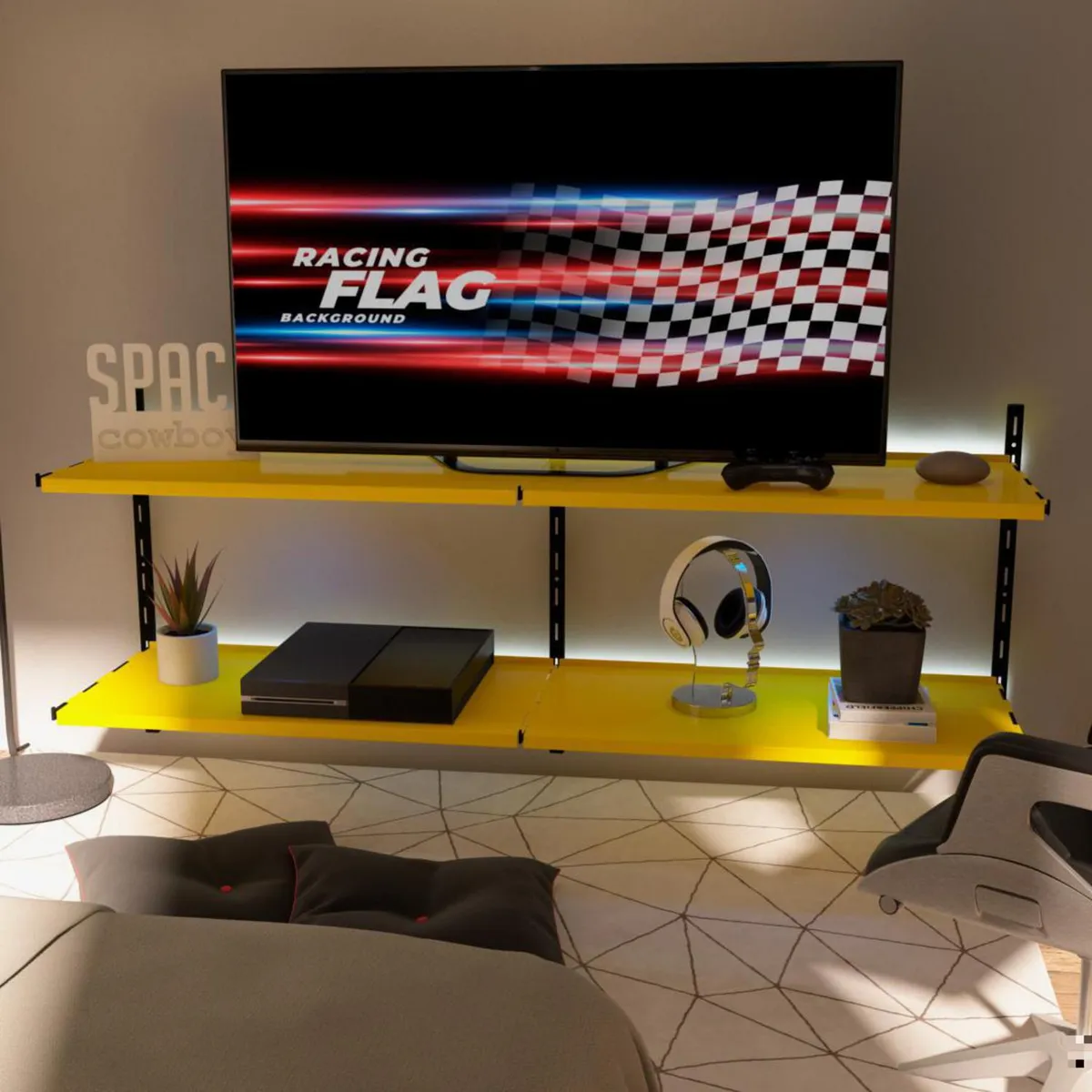 DUCASSE - Repisa Grad. Dúo Acero 4 Nivel(es) 120x50x30 cm Amarillo/Negro