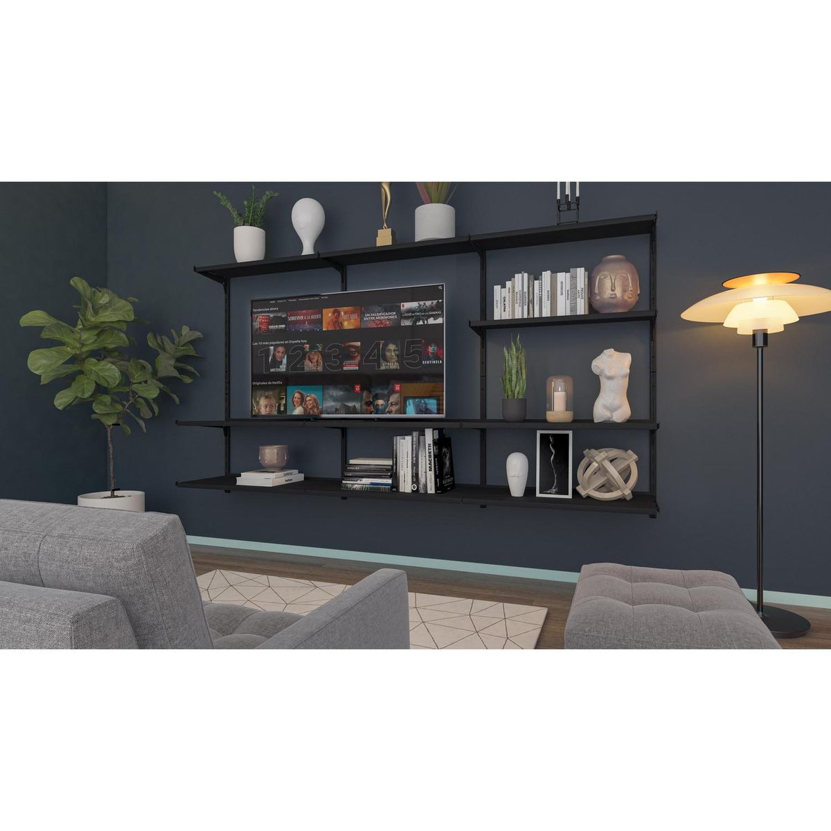 DUCASSE - Estante Acero 10 Nivel(es) 180x100x30 cm Negro