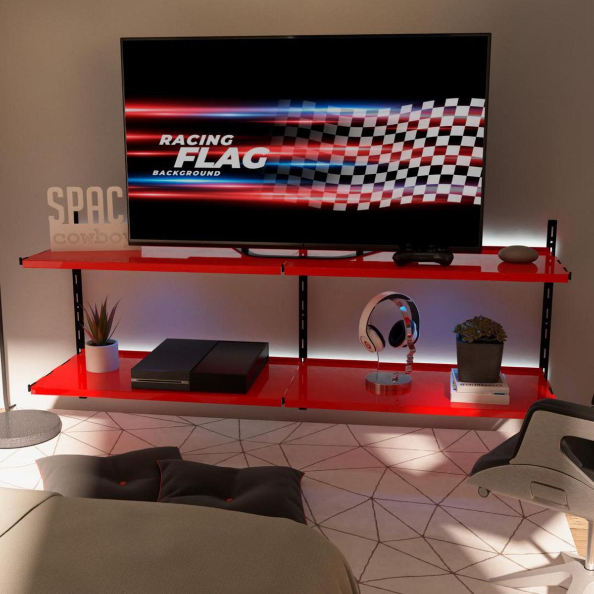 DUCASSE - Repisa Grad. Dúo Acero 4 Nivel(es) 120x50x30 cm Rojo/Negro