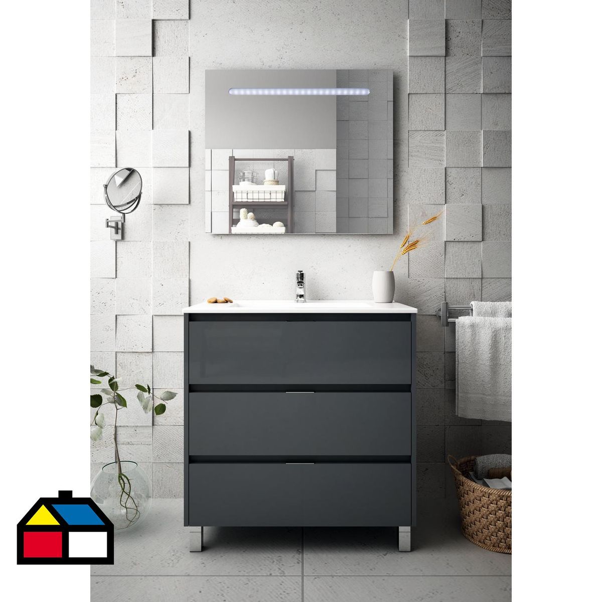 TEKA STROHM - Mueble vanitorio Inca 80 glossy graphite - 3c
