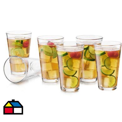 Set 6 vasos largo de vidrio 473 ml
