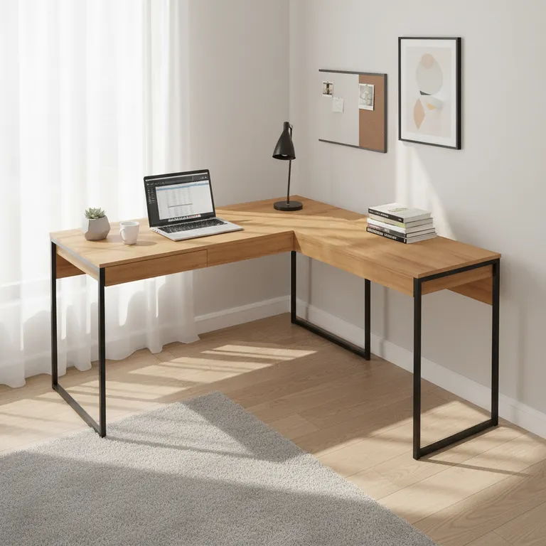 TECNOMOBILI Escritorio en L Esquinero Almendra 136x74x136 cm