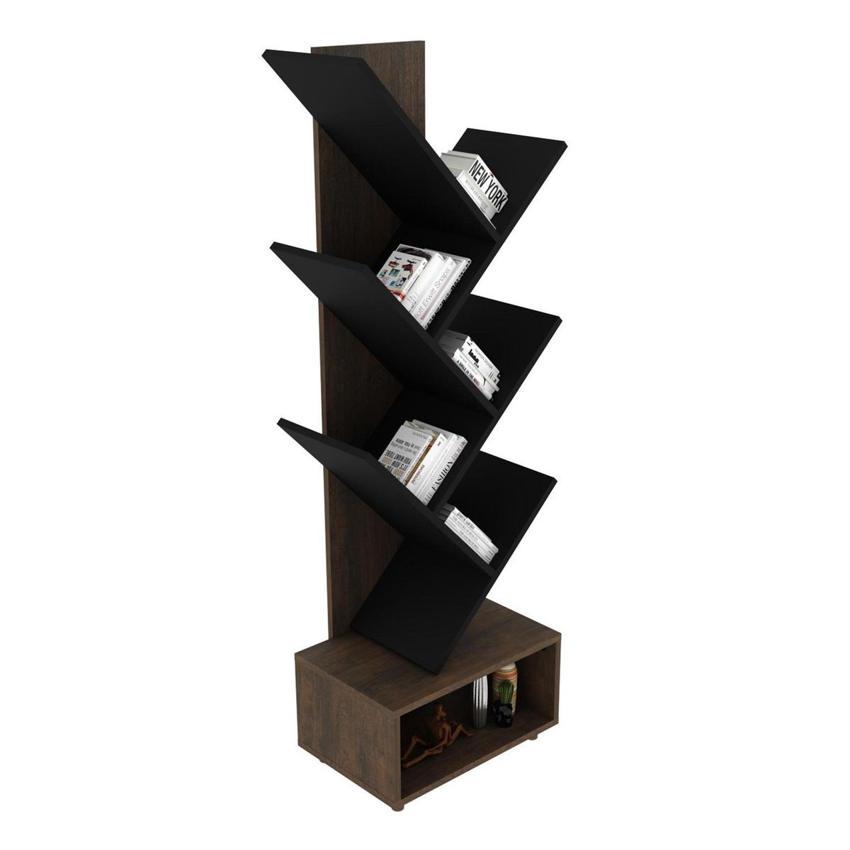 TECNOMOBILI - Estante Oficina MDP 5 Nivel(es) 45x139.4x32.5 cm Rústico/Negro