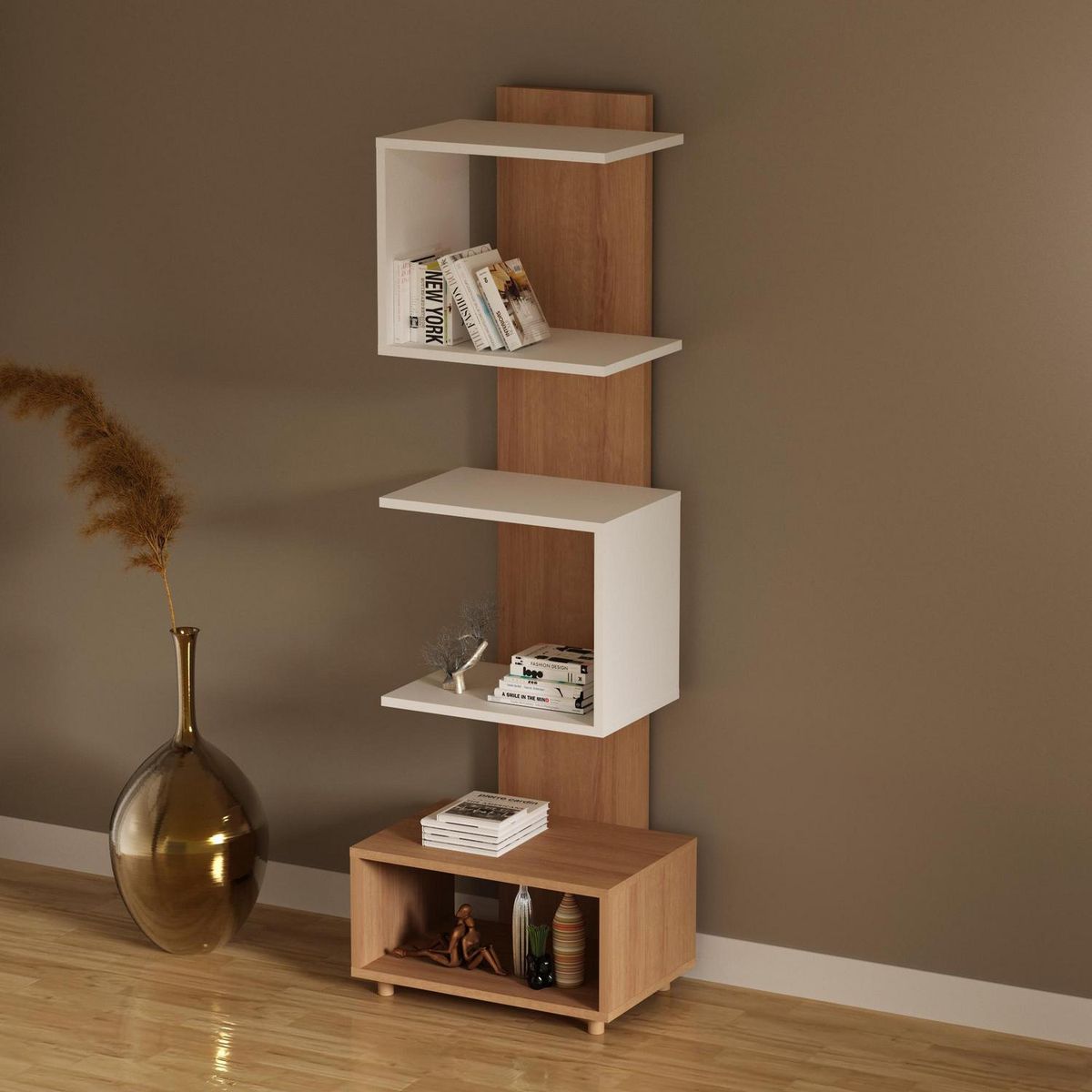 TECNOMOBILI - Estante Oficina MDP 5 Nivel(es) 45x139.4x32.5 cm Almendra