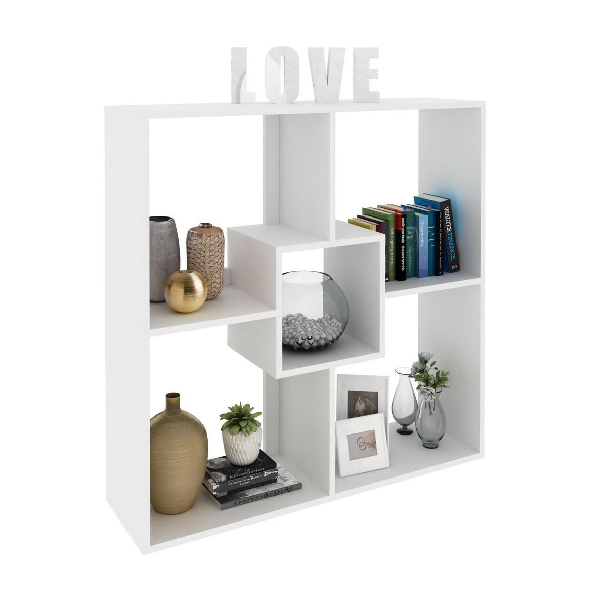 TECNOMOBILI - Librero MDP 1 Nivel(es) 90x90x25.6 cm Blanco