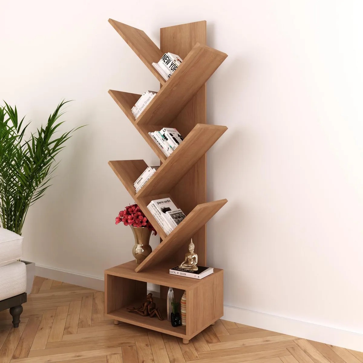 TECNOMOBILI - Estante Oficina MDP 5 Nivel(es) 43.3x139.4x31.5 cm Almendra