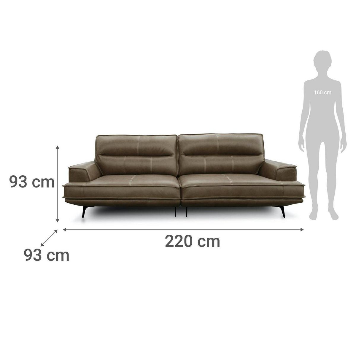 DECOCASA - Sofá 2 cuerpos 3061 220x93x93 cm Capuccino