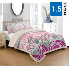 ILLUSIONS - Cubrecama Quilt 1.5 plazas Sherpa Rysy Rosado