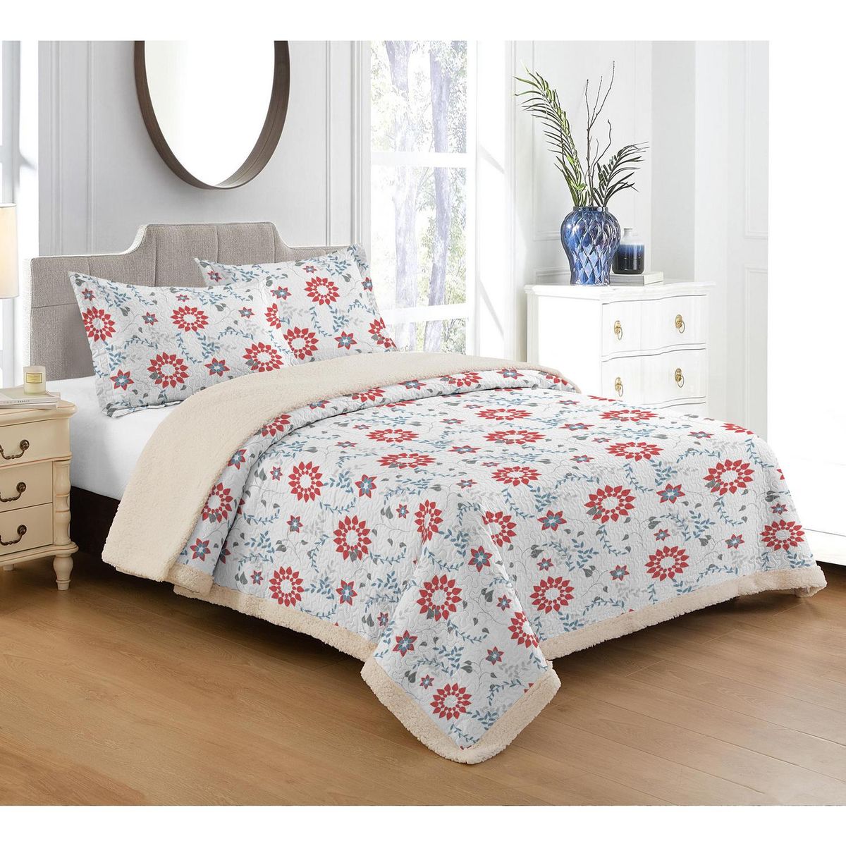 ILLUSIONS - Cubrecama Quilt 1.5 plazas Sherpa Goverla Blanco 