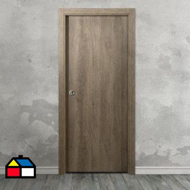 Puerta lista tekstura melamina sin aplicacin nogal 80x200 derecha.