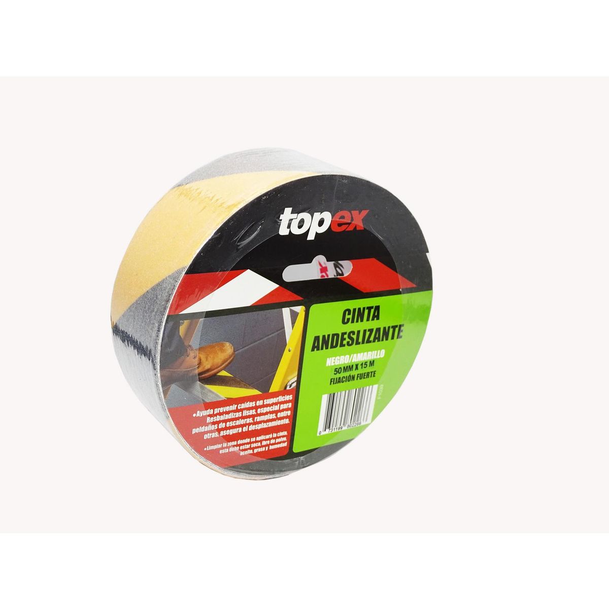 TOPEX - Cinta antideslizante 50mm x 15m negro/amarillo