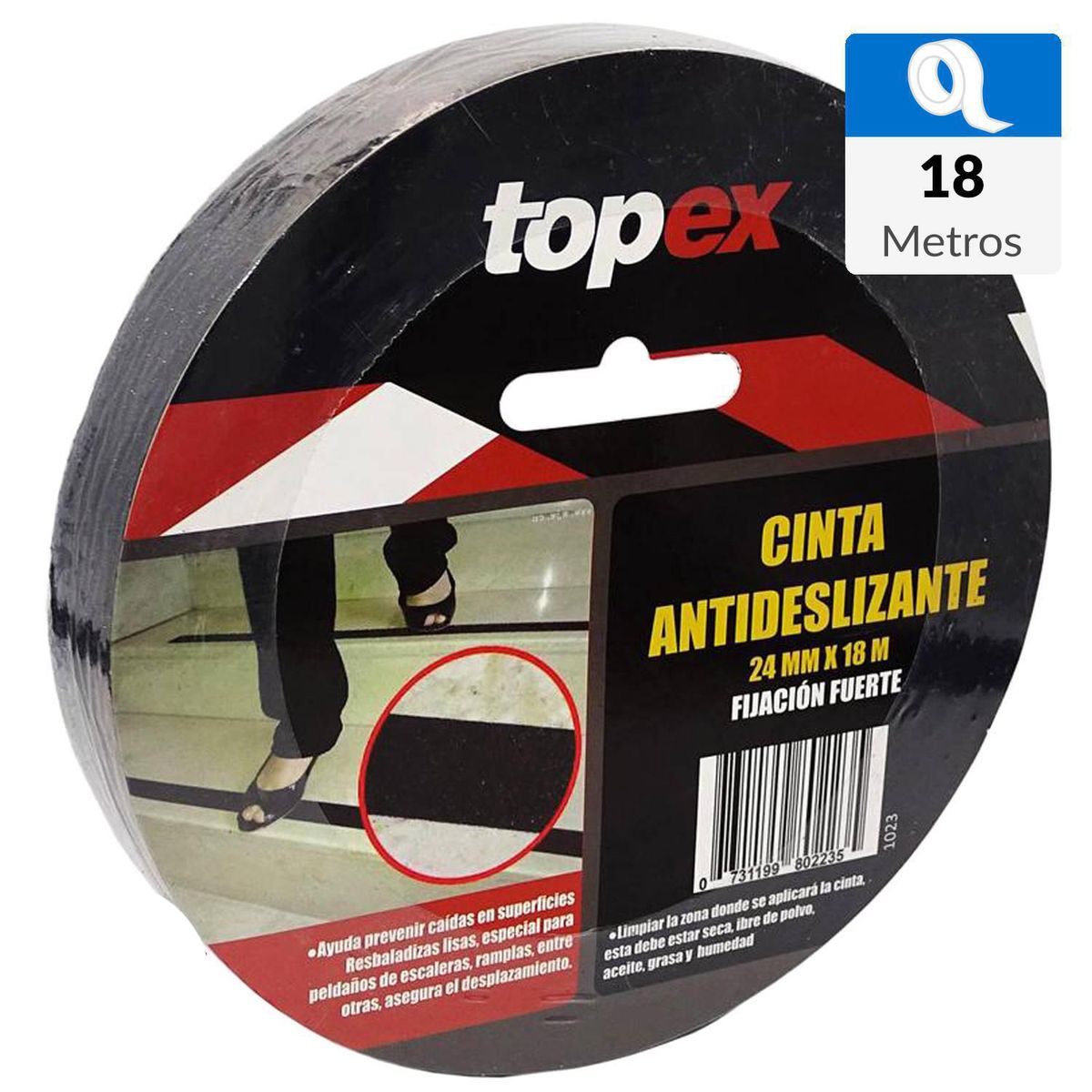 TOPEX - Cinta antideslizante 24mm x 18m negro