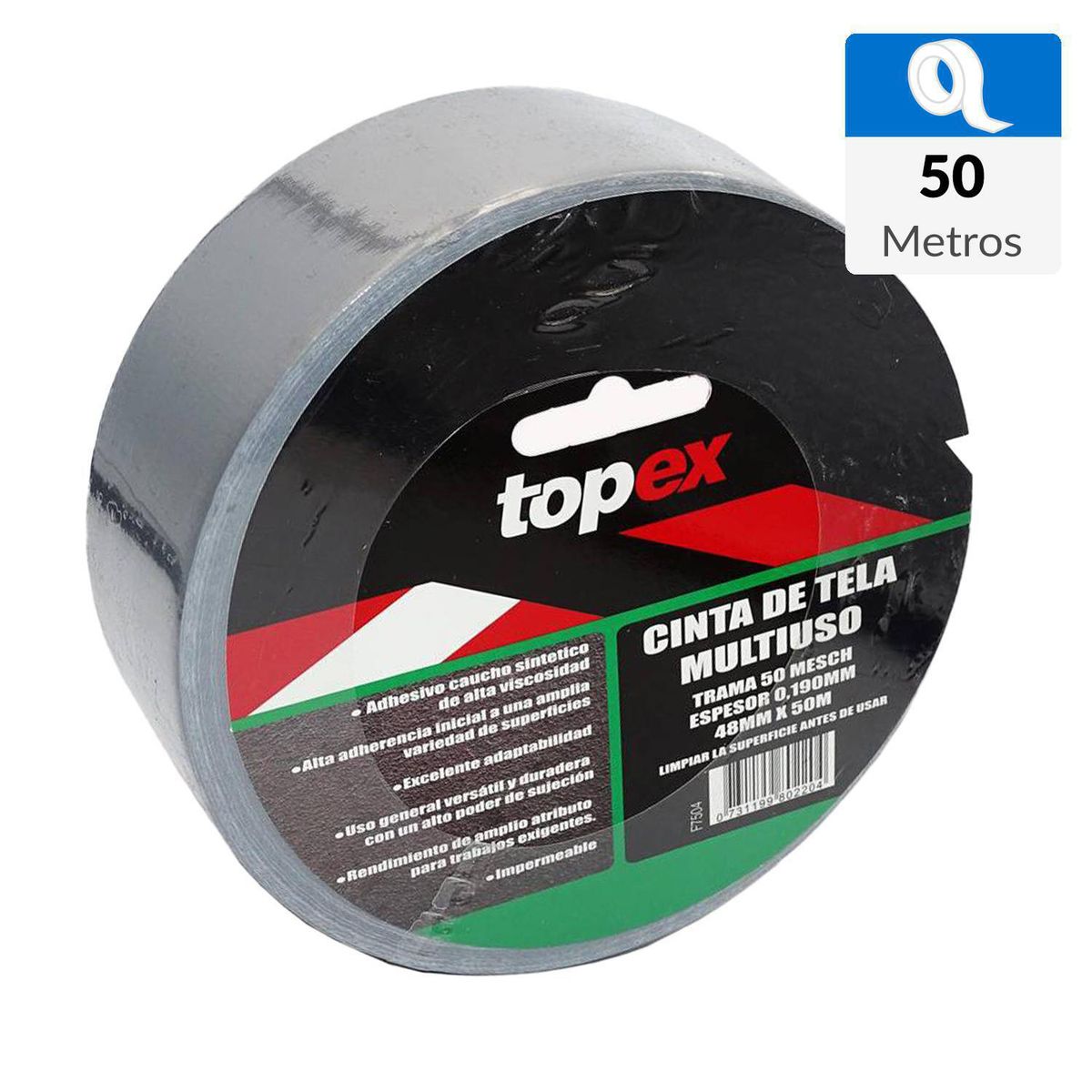 TOPEX - Cinta tela adhesiva profesional 48mm x 50m
