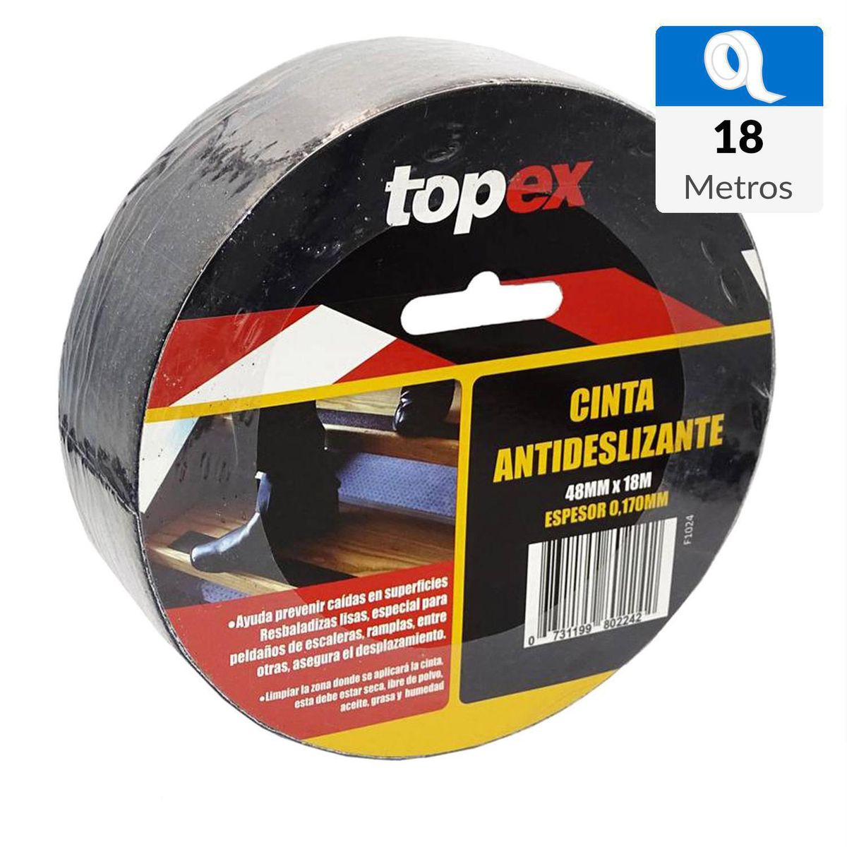 TOPEX - Cinta antideslizante 48 x 18m negro