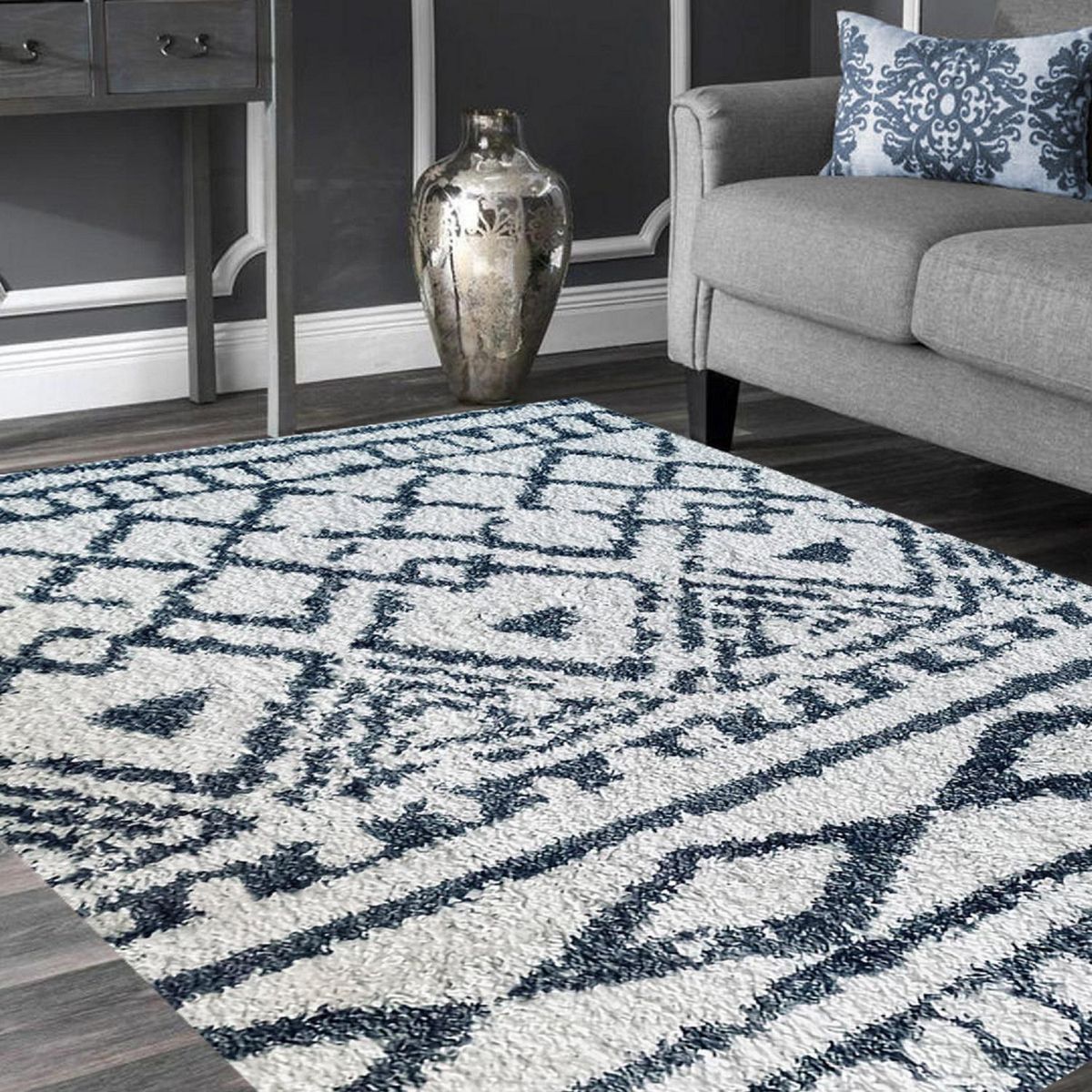 IDETEX - Alfombra shaggy Gardenia 1 150x200 cm blanco