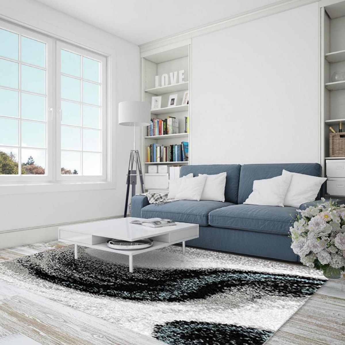 IDETEX - Alfombra shaggy geometric 133x180 cm azul