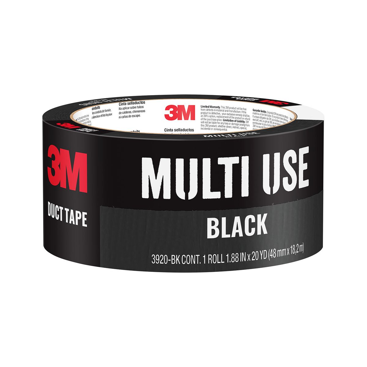 3M - Cinta de Tela Duct Tape de reparación Negra 48 mm x 18 mts