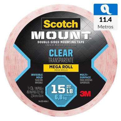 Cinta Doble Faz Scotch-Mount transparente 25mm x 11.4mts