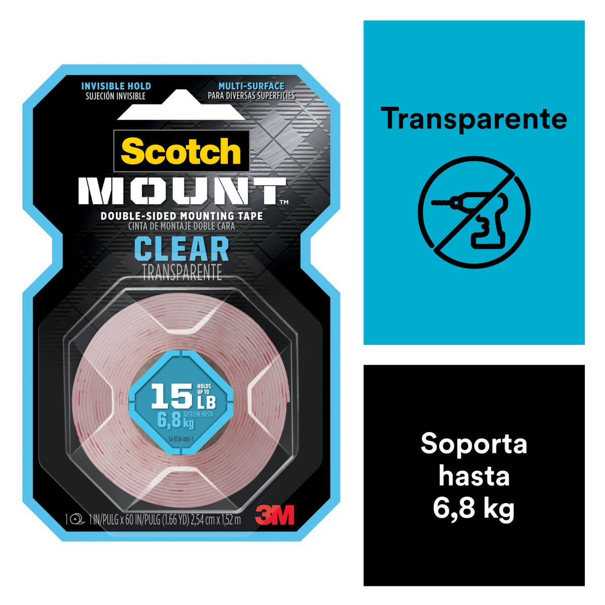 SCOTCH - Cinta Doble Faz Scotch-Mount transparente 25.4 mm x 11.4 m