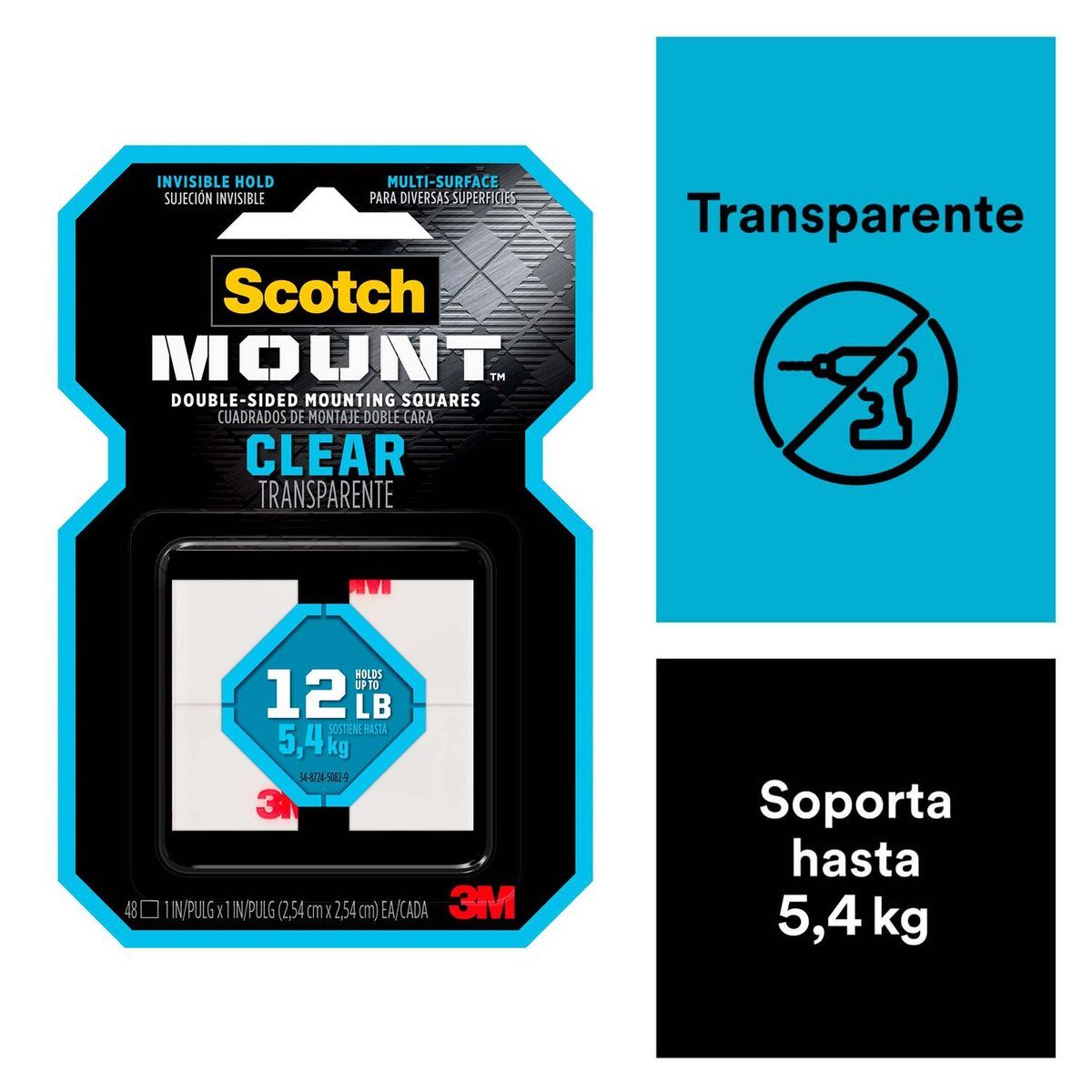 SCOTCH - Cuadros Doble Faz Scotch-Mount transparente 25.4 mm x 25 mm