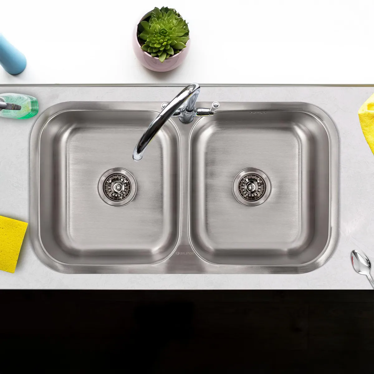 SPLENDID - Lavaplatos Bajo Cubierta 2 Cubeta(s) 82x21x46 cm Acero inoxidable